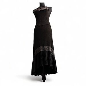 POL- Brand New w/Tags Black Dress w/Crochet Top, Size S